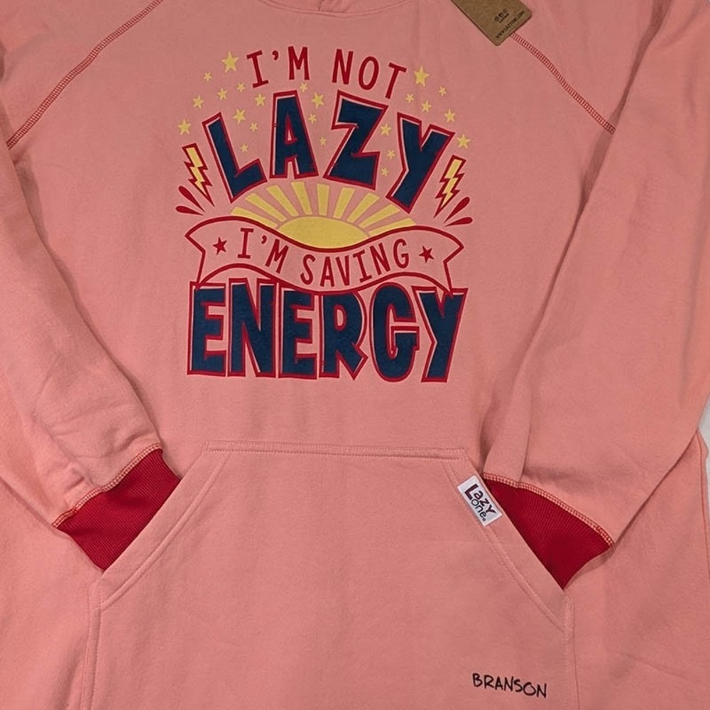 NEW Lazy One Sleep Hoodie Womens L XL Pink Cabin Chic Campcore Loungewear Kitsch - Picture 3 of 12